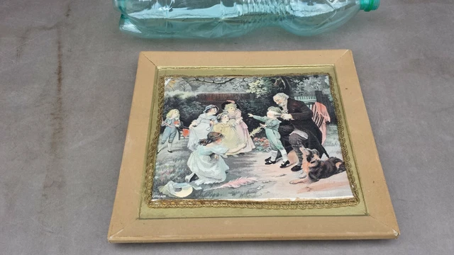 Tableau Soie Tissee Neyret Freres St Etienne France Marchande De Fleurs - Antiquités