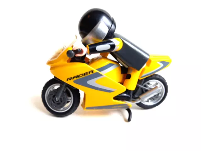 Playmobil - city : la moto de sport jaune - personnage lot véhicule course ville