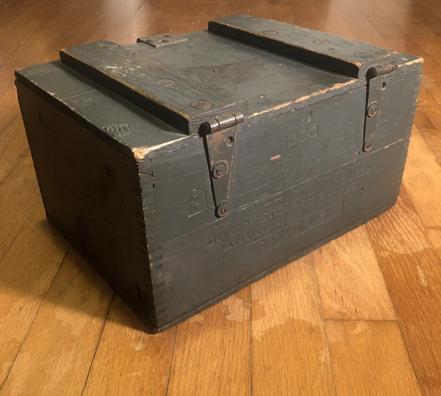 Atlas Powder Co. Empty Wood Crate Box High Explosives 1000 NO. 6 Blasting Caps 3