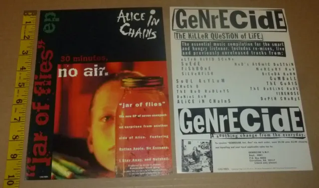ALICE IN CHAINS band (2) print ad LOT jar of flies GENRECIDE grunge LAYNE STALEY