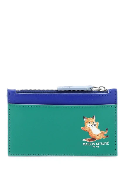 NEW Maison kitsune 'chillax' card holder KU05326LC0029 GRASS GREEN AUTHENTIC NWT