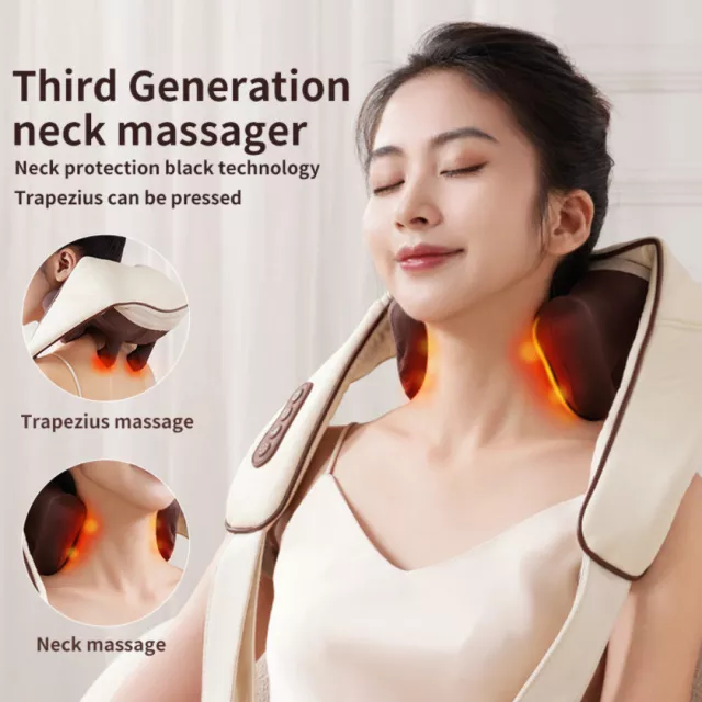 Neck Massager Shoulder Back Shiatsu Massage Electric Heat Deep Knead Pain Relief