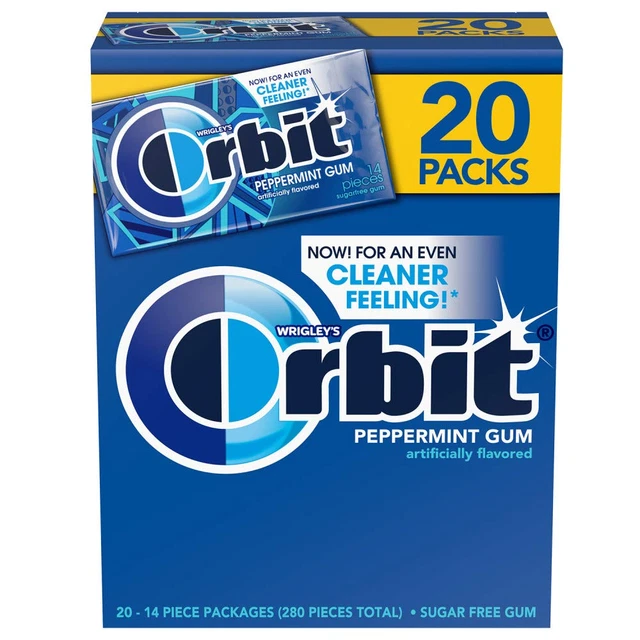 (20 Pack)  Gum Peppermint Sugar Free Chewing Gum Bulk Pack, 14 Piece