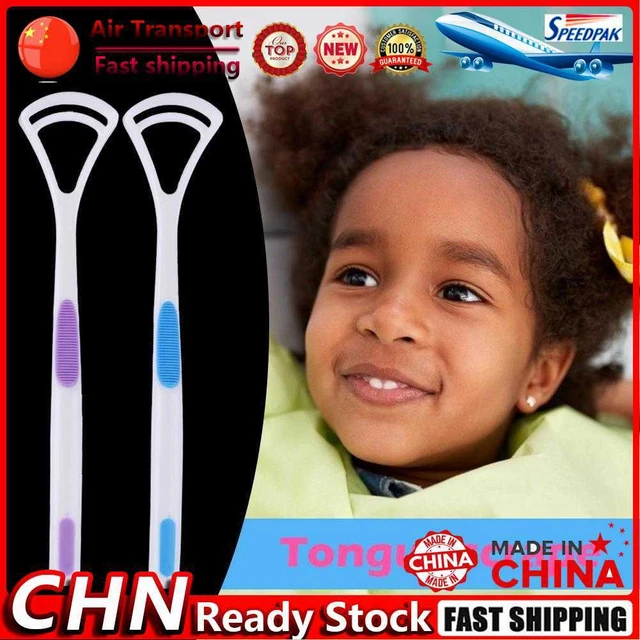 2pcs Tongue Brush Tongue Scraper Cleaner Dental Oral Care (Purple+Blue) Fr