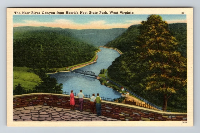 Hawk's Nest State Park WV- West Virginia, New River Canyon, Vintage Postcard