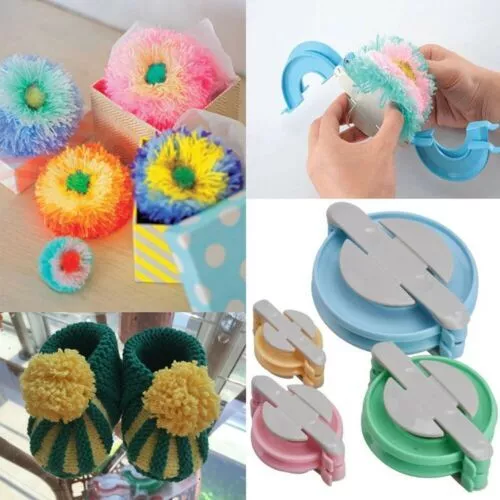 4 Size Pom pom Maker Fluff Ball Weaver Knit Needle DIY Tool Kit Bobble Craft ZE