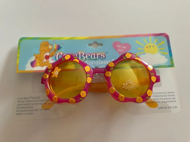 Care Bears Kids Sunglasses Friend Bear Flower Shaped Flip Up Sunnies Yellow Lens