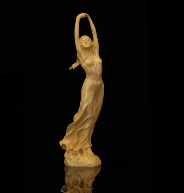 belle statue Pure natural boxwood chinese hand carved ornament