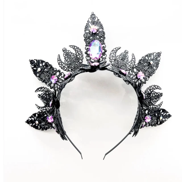 Tiara Black - Metal Flower - Fairies - Goddess - Costume Accessory - Teen Adult