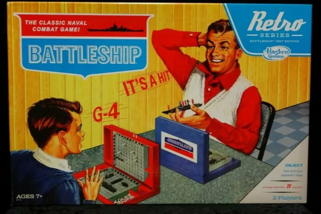 BATTLESHIP NAVAL COMBAT Game Navy War Retro Series 1967 Edition Hasbro ...