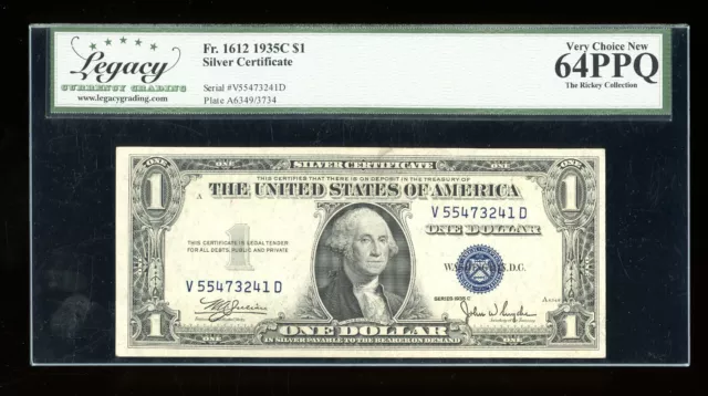 DBR 1935-C $1 Silver Fr. 1612 VD Block Legacy 64 PPQ Serial V55473241D