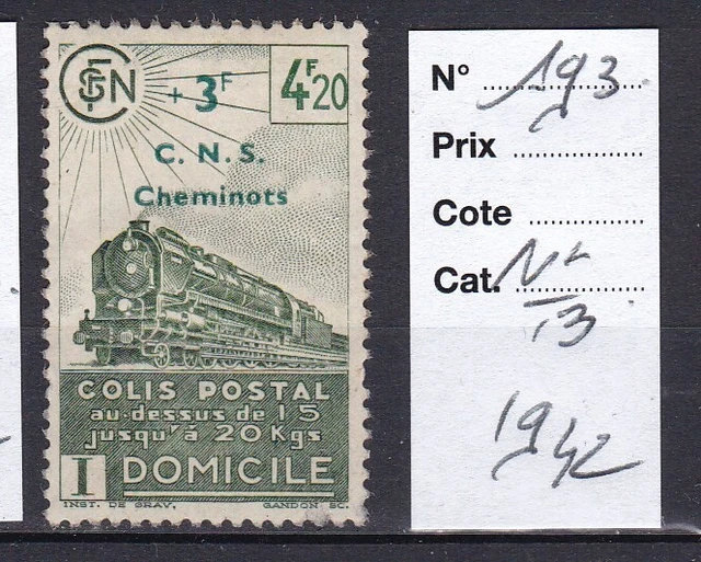 Timbres France 1942 Collection - N°543, 544, 545 Neufs* - Gomme Non Intacte Authentique