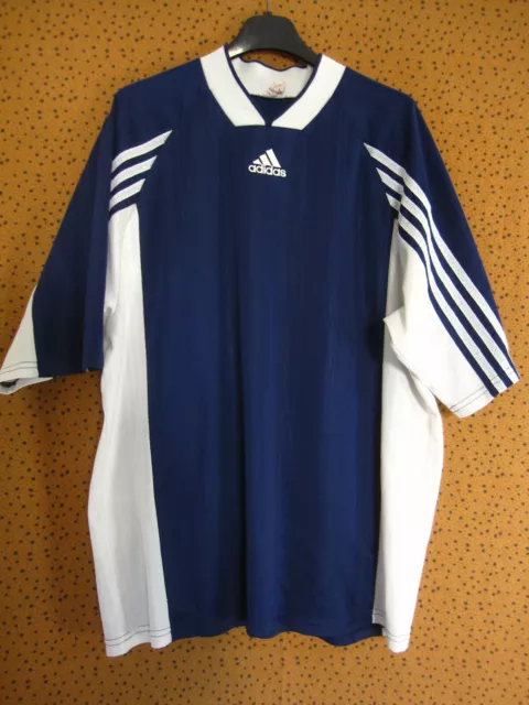 MAILLOT ADIDAS BLEU marine et Blanc vintage Jersey Football Shirt