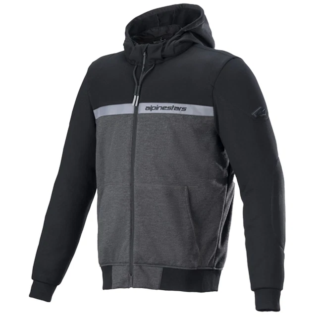 Felpa con cappuccio moto Alpinestars cromata strada - nero melange