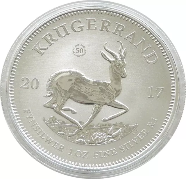 2017 South Africa 50th Anniversary Krugerrand Silver 1oz Coin with Coa