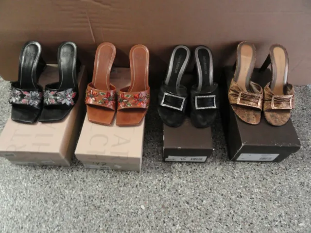 Lot of (4) Arturo Chiang, Claudia, Enzo Angiolini Leather Women's Sandals, 7 & 8