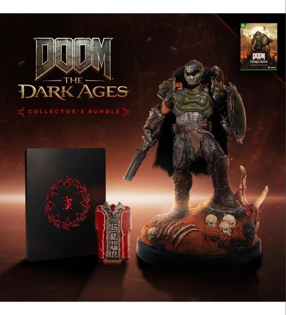 XBOX SERIES X DOOM The Dark Ages Collector's Bundle Statue Steelbook ...