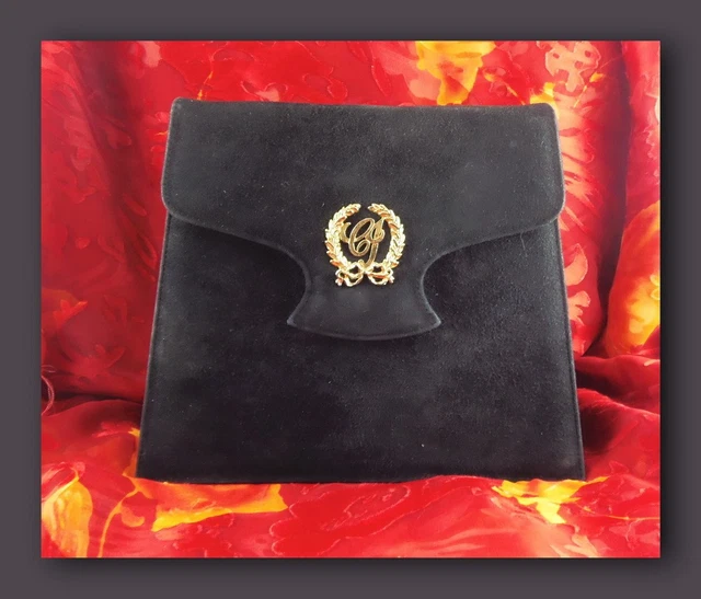 Pochette Charles Jourdan Vintage Années 80 - Cuir Chevreau Gris, Made In France - Occasion