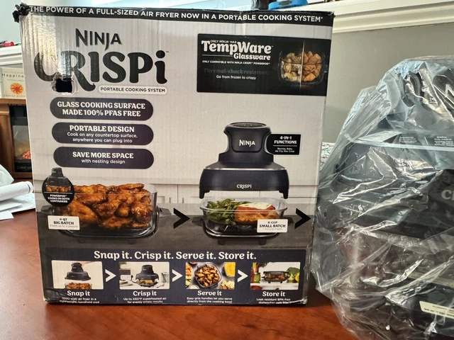 NINJA CRISPI 4-IN-1 Portable Glass Air Fryer Cooking System 4QT & 6 Cup