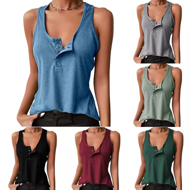 Women Summer Cotton Low-cut Vest Sleeveless T-Shirt V Neck Tank Top Camisole US 3