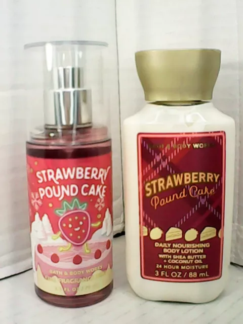 Bath & Body Works Strawberry Pound Cake Fragrance Mist Spray & Lotion Set Mini