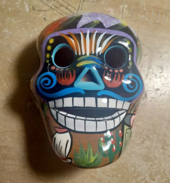 Mexican Sugar Skull Day Of The Dead Latin Folk Art Hand Painted Ceramic Decor