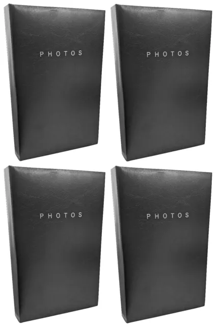 4 Black Flip Photo Albums 16cm x 27cm Each Holds 80 x 6"x 4" Slip In Photographs