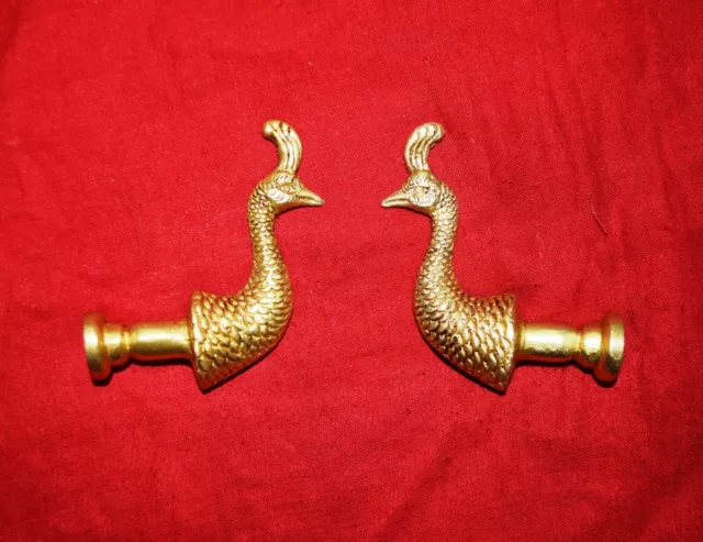 Solid Brass Pair Peacock Knob Handmade Finish Cupboard Cabinet Pull Knobs RV86
