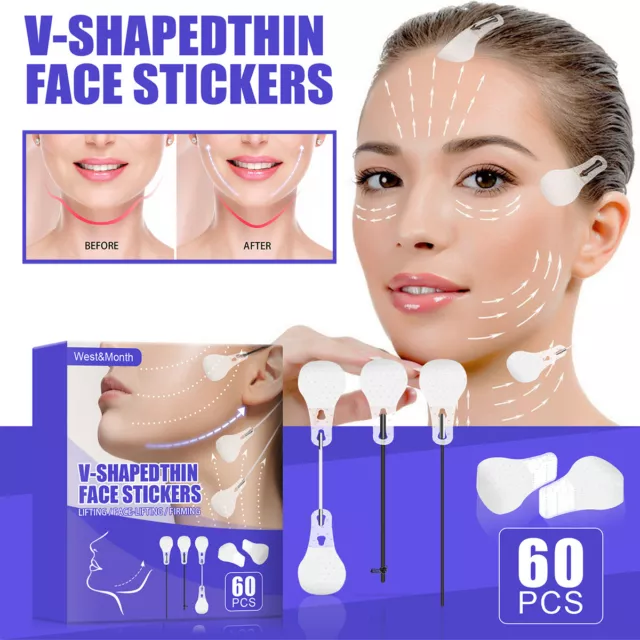 60pcs Face Lift Tape Invisible Face Lifting Stickers Patch Double Chin BiYnL