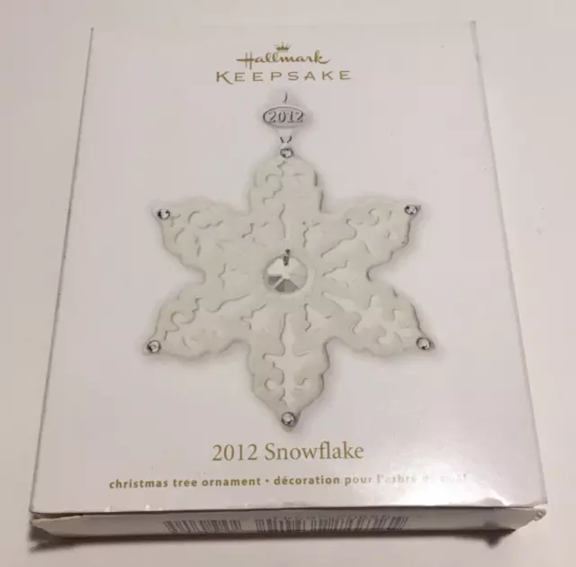 Hallmark Keepsake 2012 Snowflake Bisque Porcelain Christmas Ornament Box Scuffs