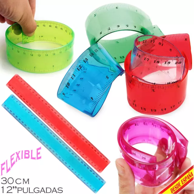 Regla Flexible Irrompible 30 Cm 12 Pulgadas Unbreakable Flexible Ruler Inches