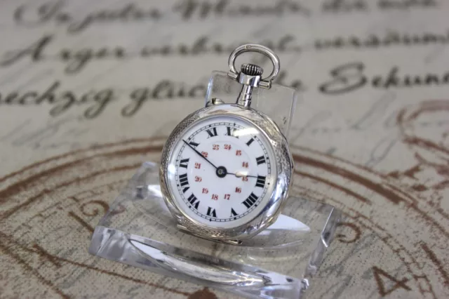 Schöne antike französische Damen Taschenuhr in massiv Silber pocket watch