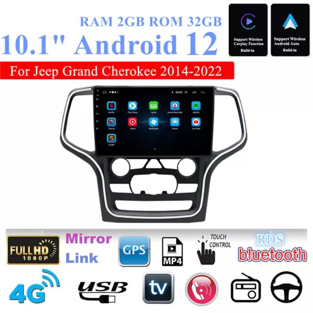 10.1'' 2+32G Car Stereo Radio GPS Navi For Jeep Grand Cherokee 2014-2022 Carplay 2