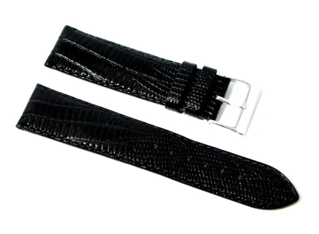Cinturino orologio in vera pelle semi imbottito stampa lucertola nero 20mm