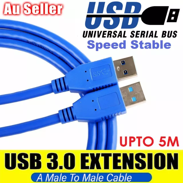 NEW High Speed USB 3.0 A Male to A Male Connection Cord Data Extension Cable AUS