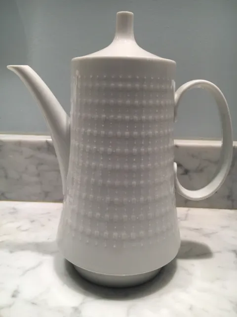 VTG Hutschenreuther Selb WHITE ON WHITE Coffee Pot 10” Bavaria Germany 6 Cup MCM