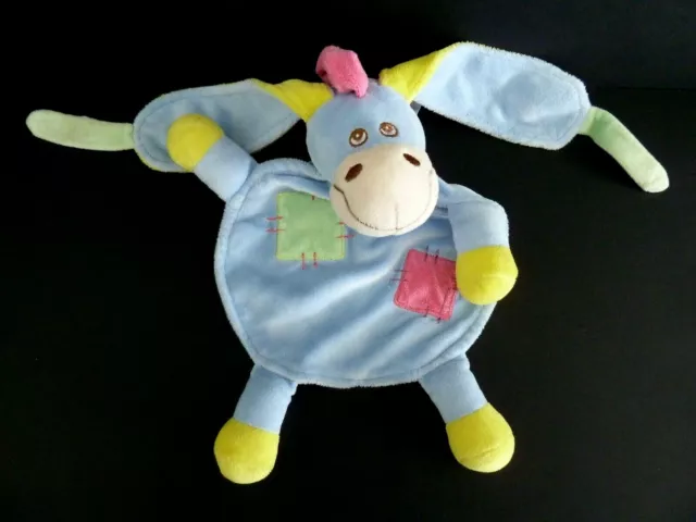 Q. Doudou Plat Rond Nounours Cheval Ane Bleu Vert Jaune Rose Carre -  Exc. Etat