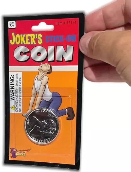 JOKER’S STICK ON COIN Fake Plastic Money Trick Gag Joke Prank Toy Gift Magic