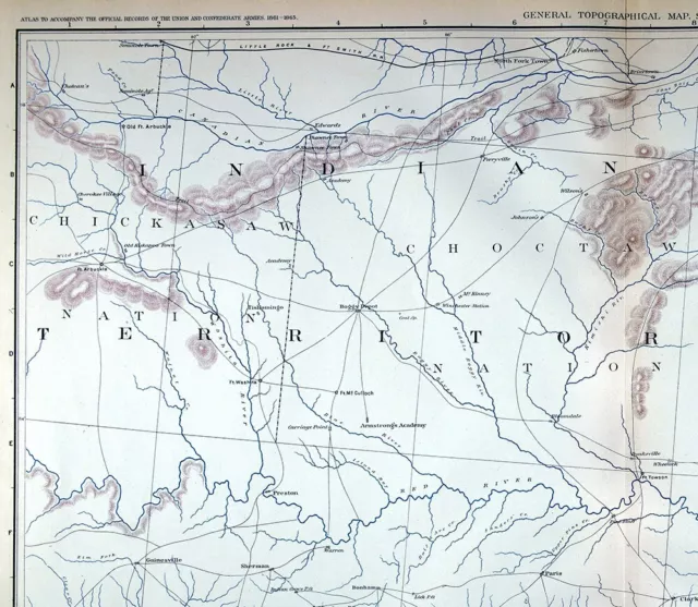 Mapa de la Guerra Civil Territorio Indio de Arkansas Oklahoma Texas Chocktaw Chickasaw Nación 3