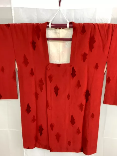Japanese Vintage Kimono MICHIYUKI coat Red leaf Height 33.46inch used