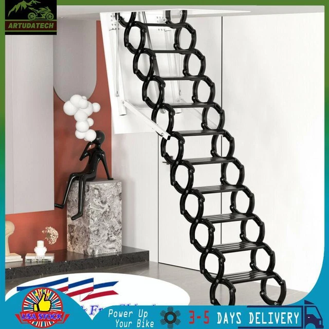 Wall-Mounted Electirc attic ladder Aluminum folding 12-15ft remote For Loft US