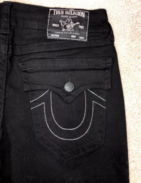 NWT TRUE RELIGION Ricky Flap Relaxed Straight Jeans 33 W X 31 L Body Rinse Black