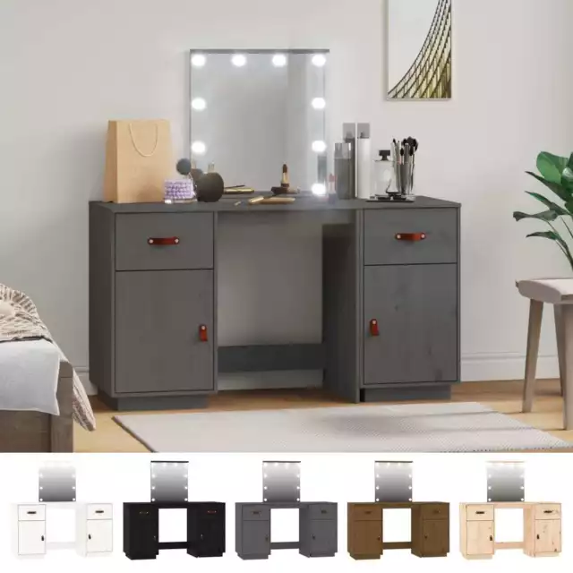 Ensemble de Coiffeuse avec LED Bois de Pin Solide Rangement Multicolore