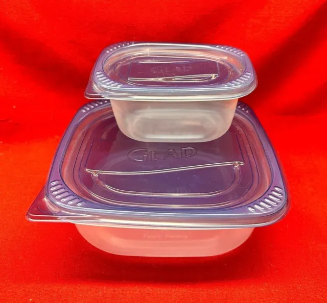 Set of 2 Glad 25 oz and 9-1/2 oz Food Storage Containers Blue Covers Lids