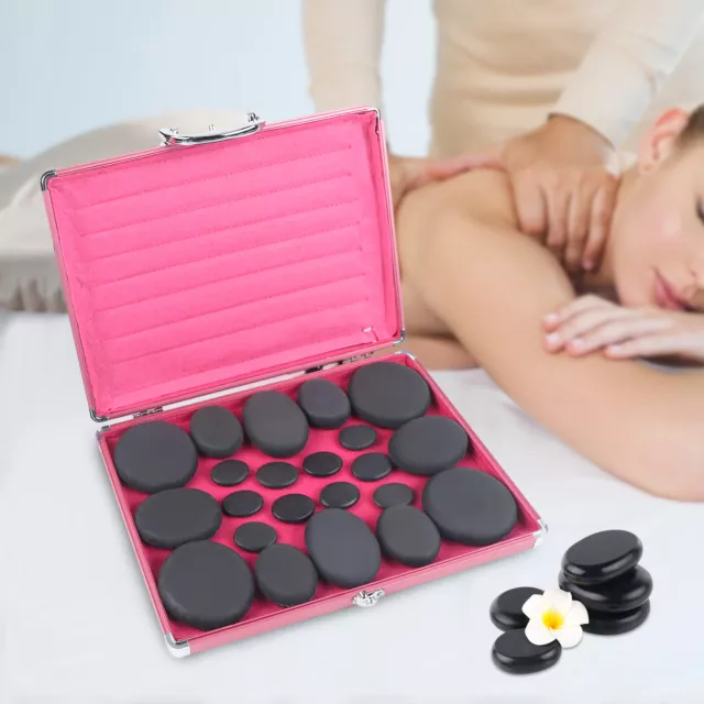 20Pcs Hot Spa Rock Basalt Stone Natural Massage Stones Therapy Kit W/Heater Box