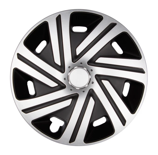 4x Premium Design Copricerchi Coprimozzi Verniciato 15 Pollici #63 Argento Nero