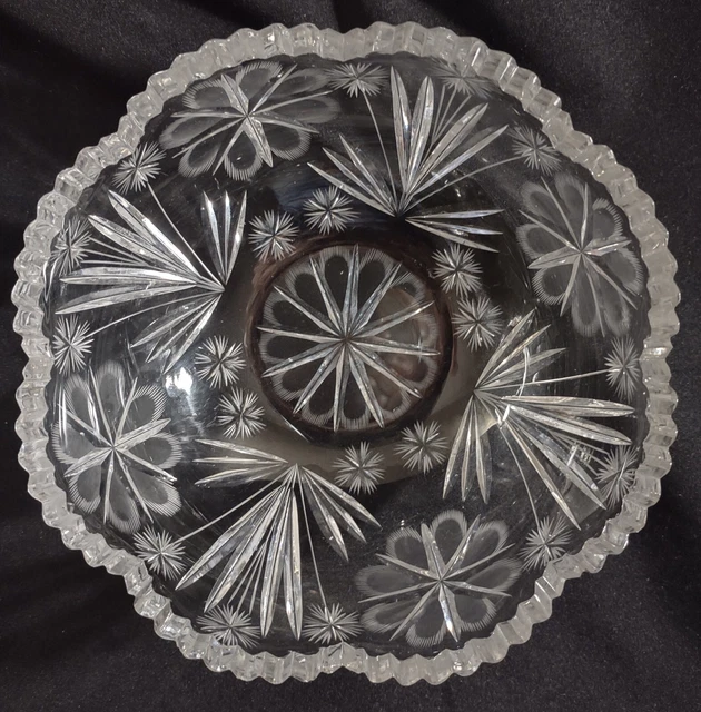 Antique ABP American Brilliant Floral Period Cut Glass Bowl C1918