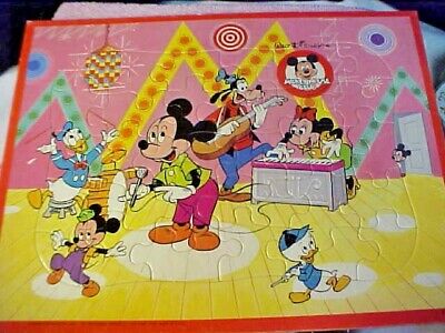 Vintage 1960s Jaymar Walt Disney Mickey Mouse Club Music Band Frame Tray Puzzle