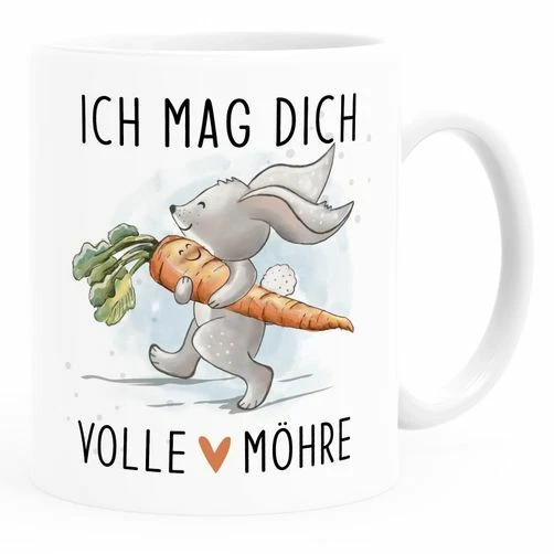 Kaffee-Tasse Ich mag dich volle Möhre Hase Herz Geschenk Liebe  Partner