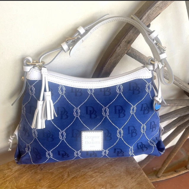 DOONEY & BOURKE Nautical Shoulder Bag Purse Dk, Med Blue & White Rope Design NEW